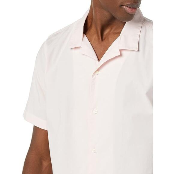 AMAZON ESSENTIALS MEN'S VACATION COTTON RESORT SHIRT, SLIM-FIT SHORT SLEEVE PINK - Picture 2 of 6